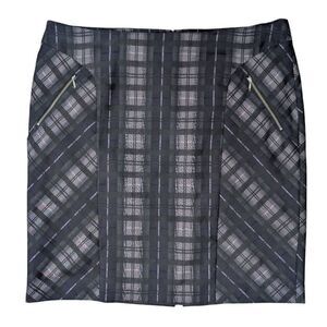 Sejour 22 Purple Plaid Pencil Skirt Zipped Pockets Vintage Y2K Office Punk